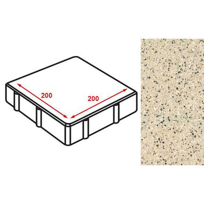 Плитка тротуарная Готика Granite FERRO, квадрат, Жельтау 200x200x80 мм